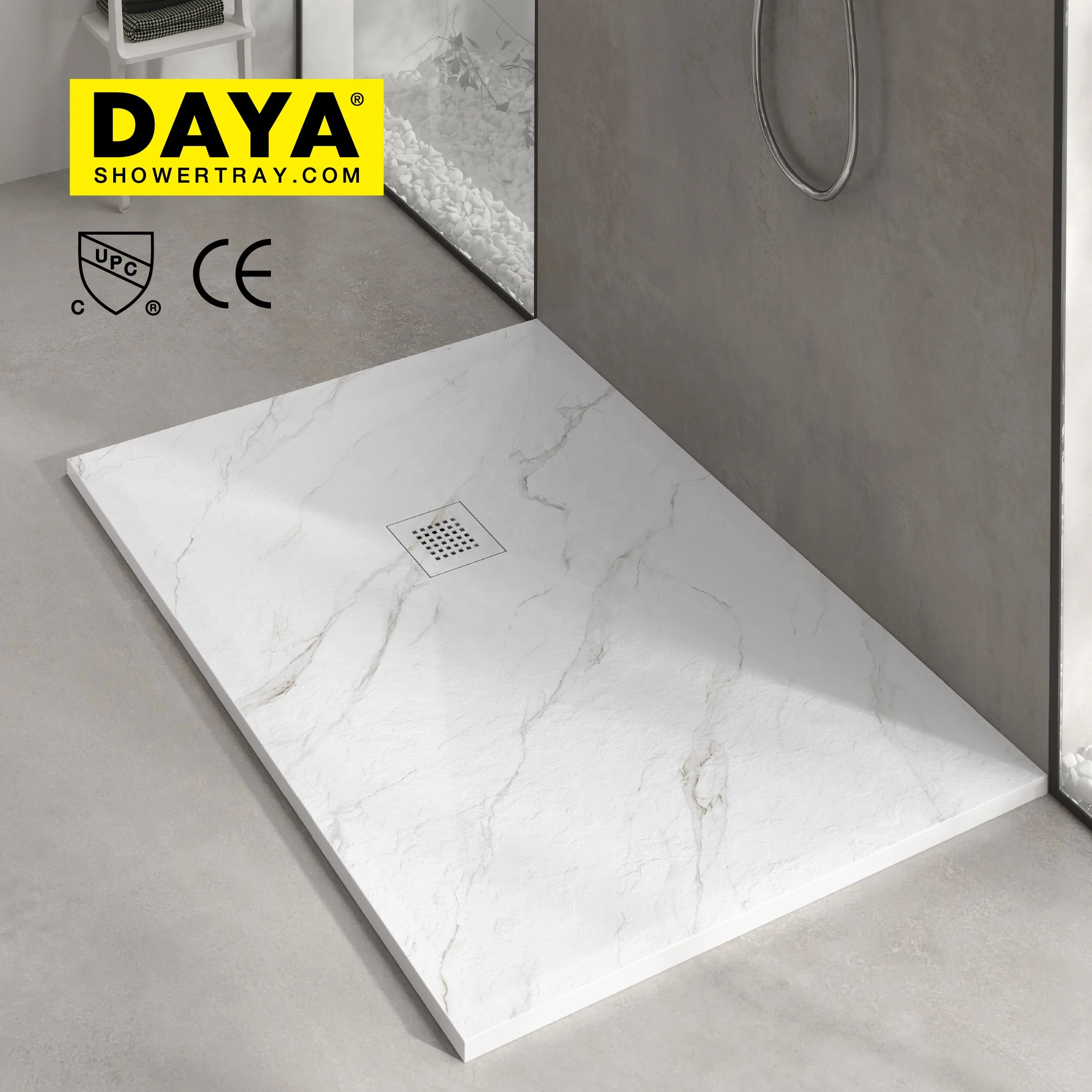 Easy Cleaning Antislip Tray Base Shower Pan Granite Marble European Design square White Shower Tray