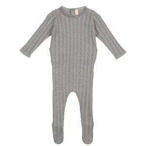 High Quality Autumn Baby Organic Footie New Baby Romper Infant Jumpsuit Ribbed Knit Romper