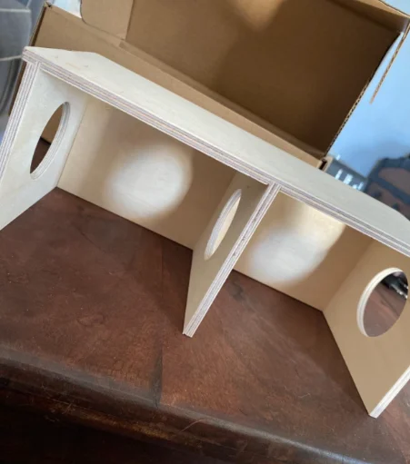 Wooden Hamster Secret Peep Shed 2-Chamber Hideout & Tunnel Exploring Toys for Syrian and Dwarf Hamster