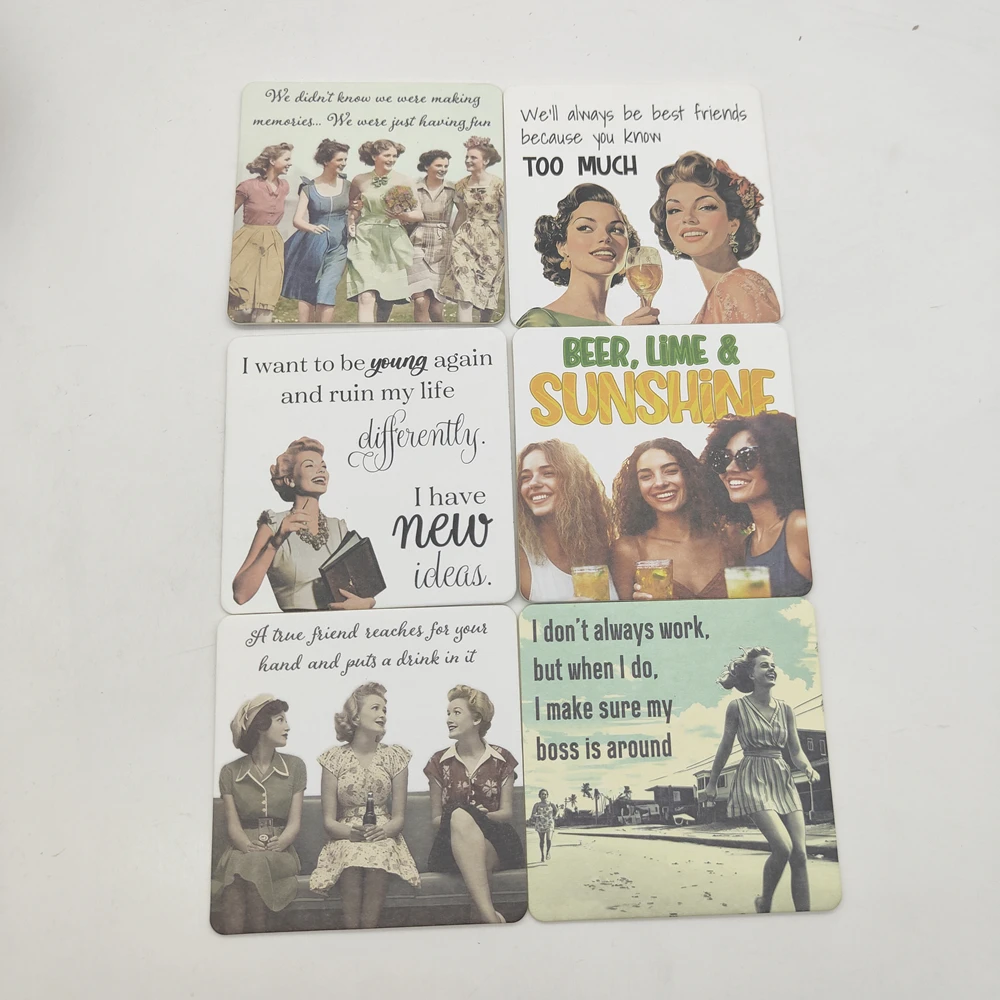 Wholesale Custom Cardboard Recycled Absorbent Paper Beer Square Drink Paper Mat Coasters