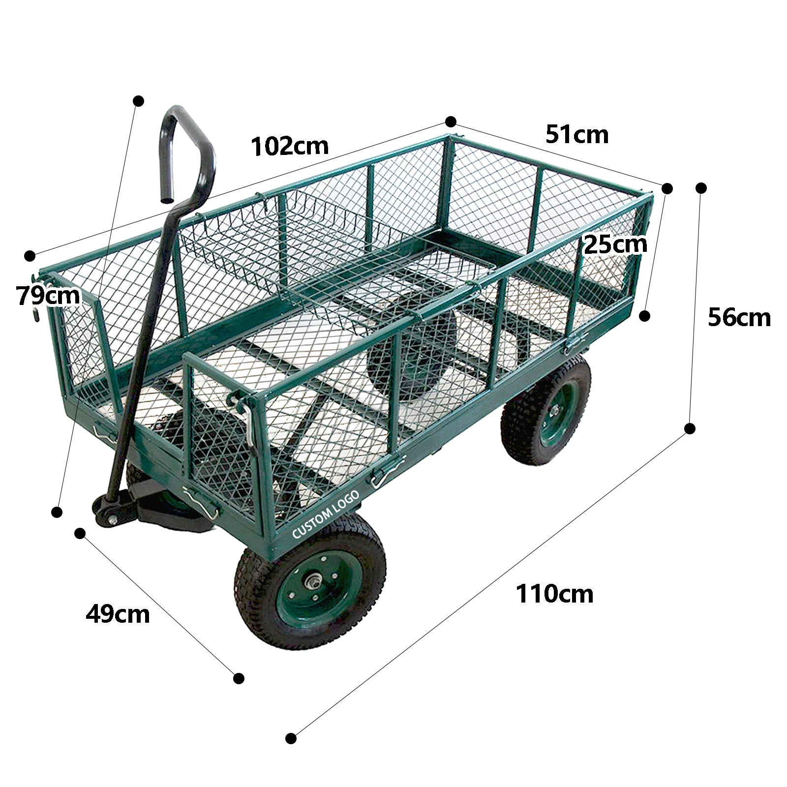 Heavy Duty Steel Mesh Cart,Garden Utility Trolley Cart With Removable