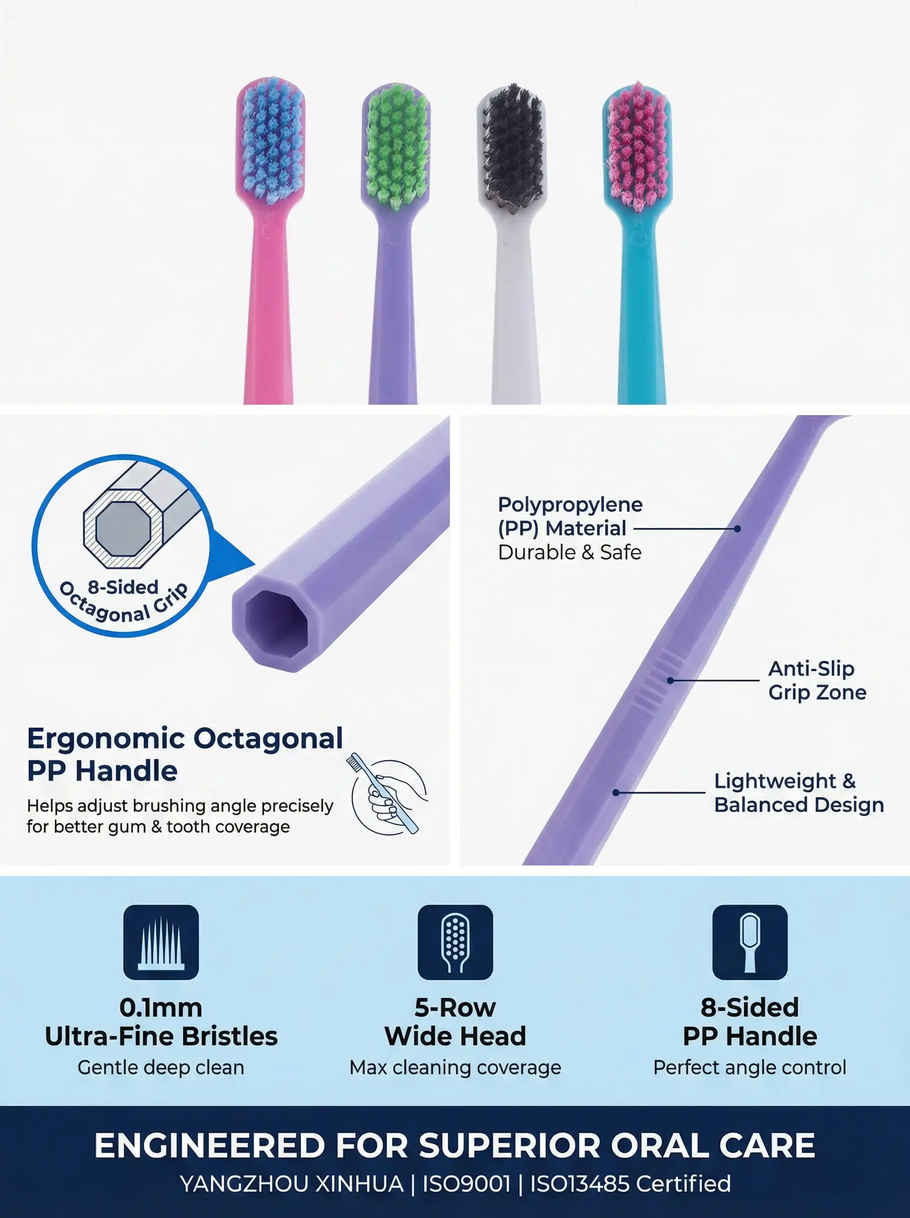 Custom Logo Adult Color Toothbrush with Soft Bristle for Home Use Soft ...