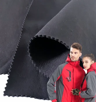 100 % polyester hoddie soft shell polar fleece fabric with TPU bonded  soft shell fabric waterproof for coat jacket