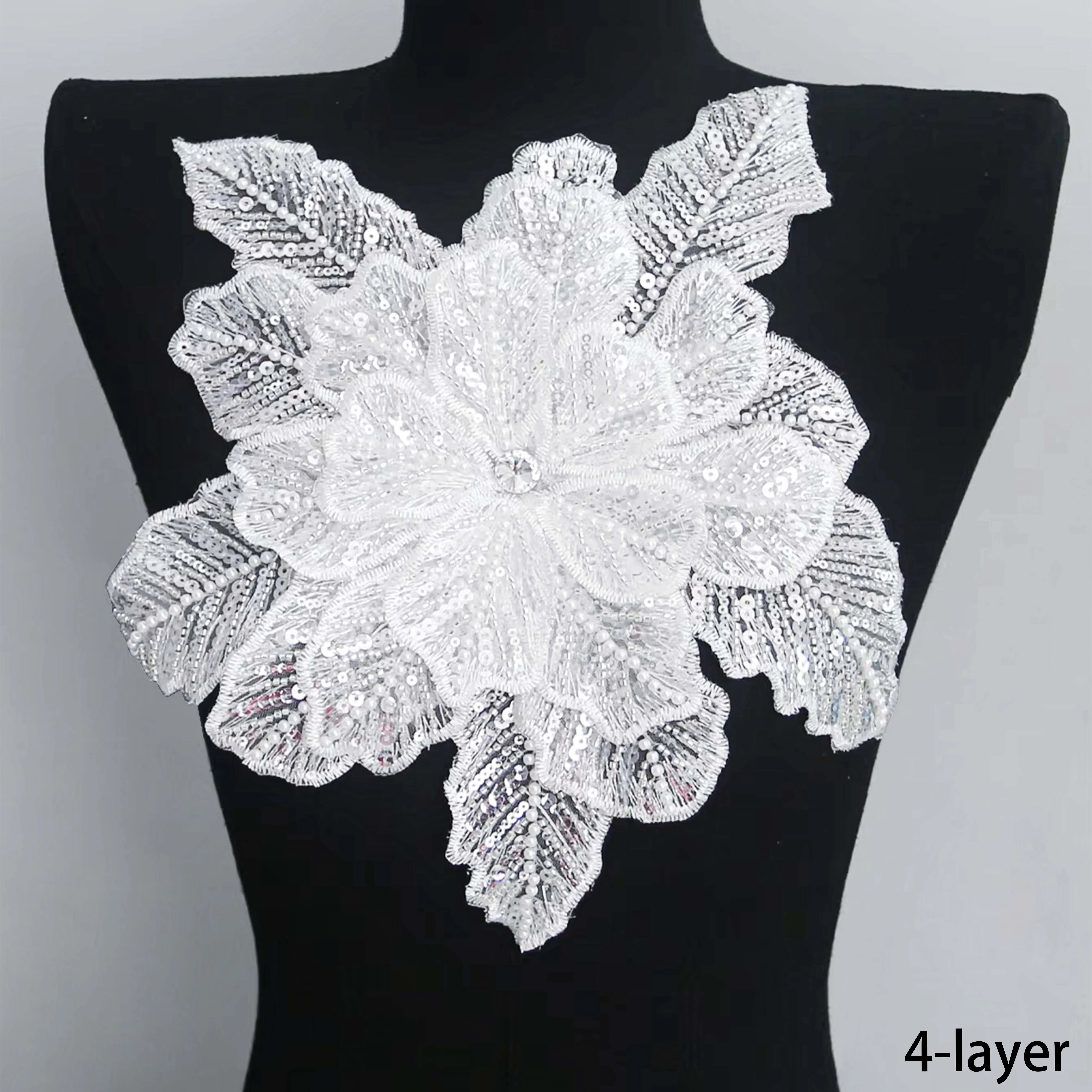 chinese dress ladies 2 Yards x 24cm Width Premium Sequined Floral Embroidery Wedding Lace B   iriz Lace