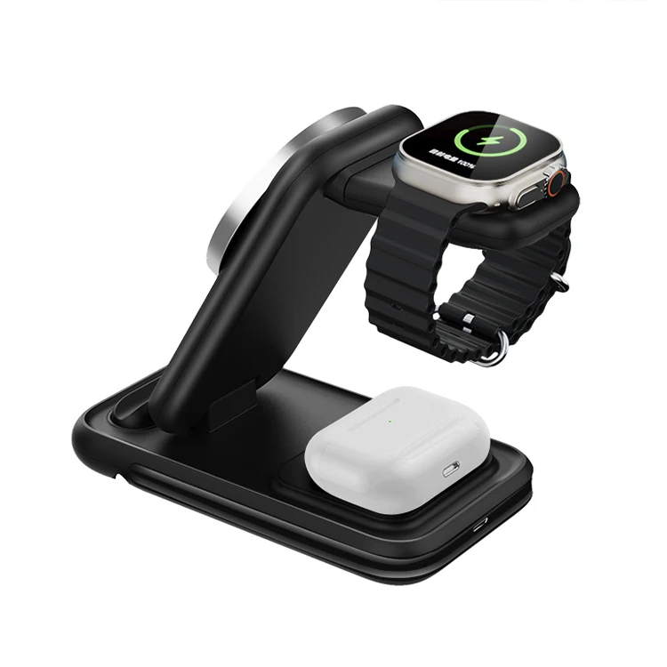 Trending Products 2025 New Arrivals 3 in 1 Foldable Wireless Charger 15W Magnetic Wireless Charger for Watch airpods and Phones