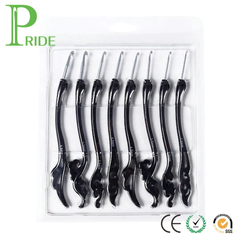 Looen Soft Colorful Plastic Handle Sewing Tools Fashion Weave Craft Yarn Aluminum Crochet Hook Smooth Ergonomic Knitting Needles