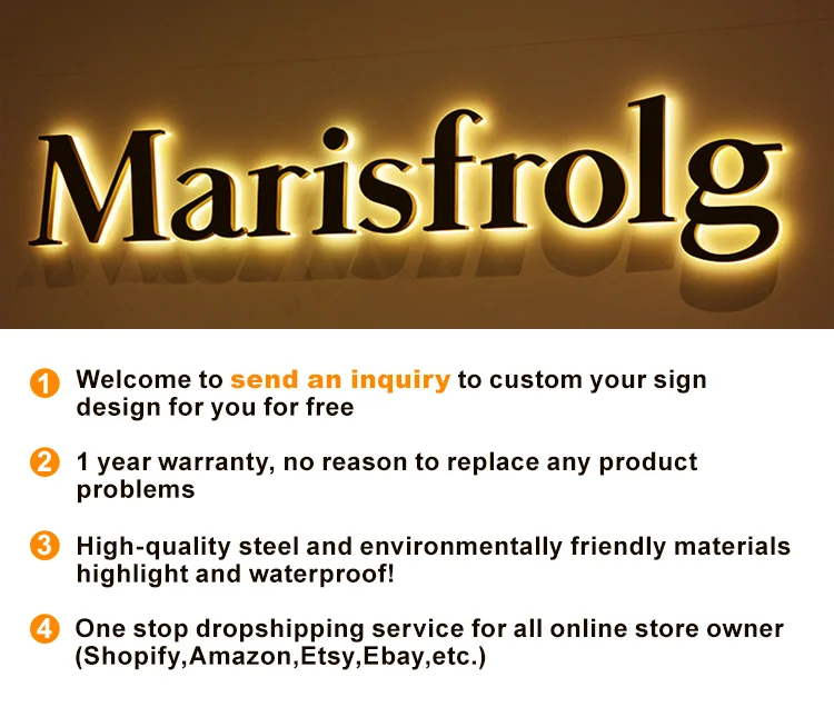 Gold Metal Letters Business Shop Signs 3d Acrylic Logo Custom Led ...