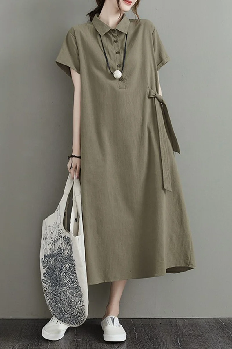 polished cotton dresses Pink Cotton-Linen Dress | Comfy, Flattering, and Shapely 36.5 in Shoulder to RCT-JENG-202106 Color:Champagne+Black Sleeveless High Neck Backless