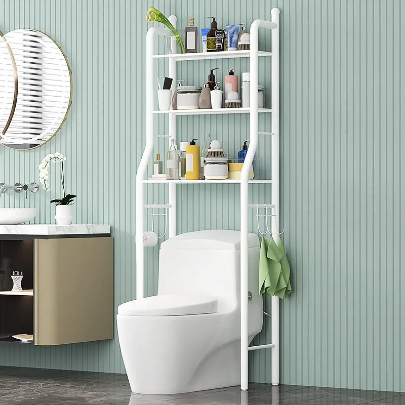 Hot selling multifunctional 3-layer shelf space-saving toilet paper holder with towel rack