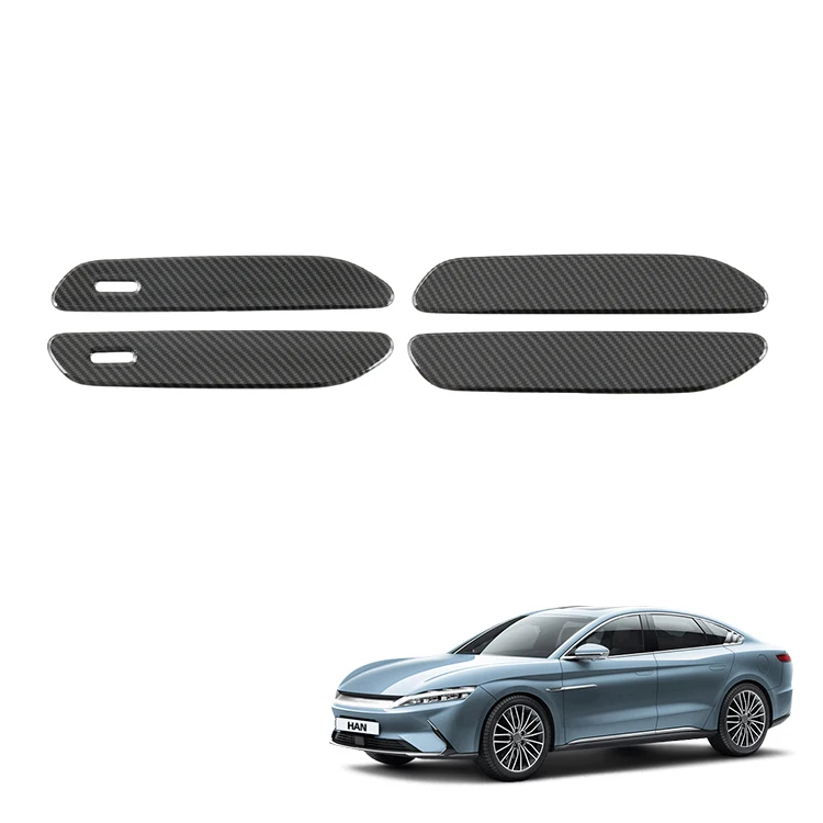 Car Handle Cover for BYD Han Accessories ABS Carbon Fiber Pattern Door Handle Frame Decoration Interior Accessory