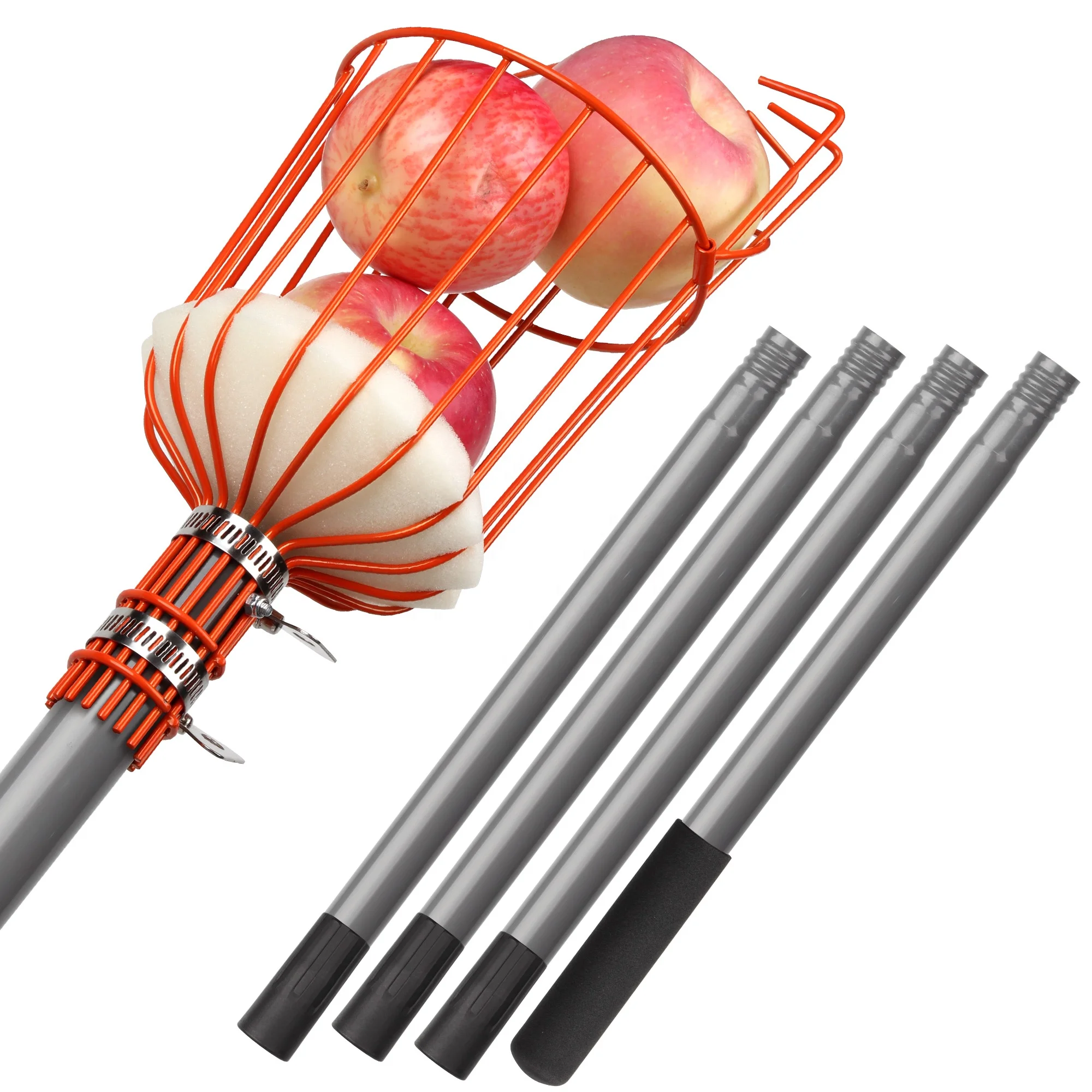 5.5ft Telescopic Fruit Picker with Stainless Steel Telescopic Pole 1.5m Garden Tool Fruit Picking Tools