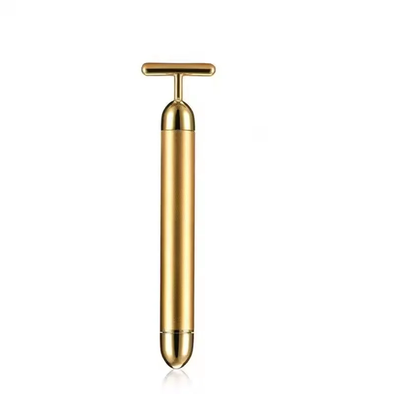 Promotion Beauty Stick 24k Gold Pulse Facial Massage Set T-shaped