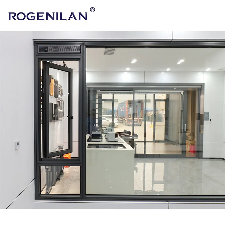 Smart Automatic Double Tempered Glass Aluminum Tilt And Turn Window With Adjustable Louvers