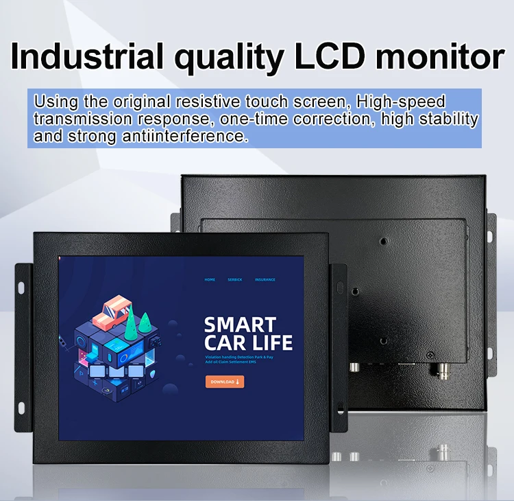 10 / 10.1 Inch Resistive Touch square Screen Mini Industrial Panel Monitor for 4:3 Open Frame Embedded Computer Metal case