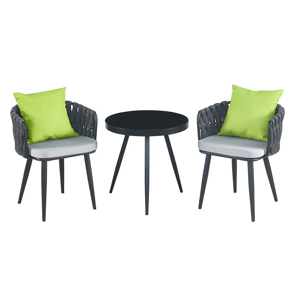 product wholesale modern rattan  metal frame waterproof weatherproof space saving outdoor dining chair for balcony  garden-3