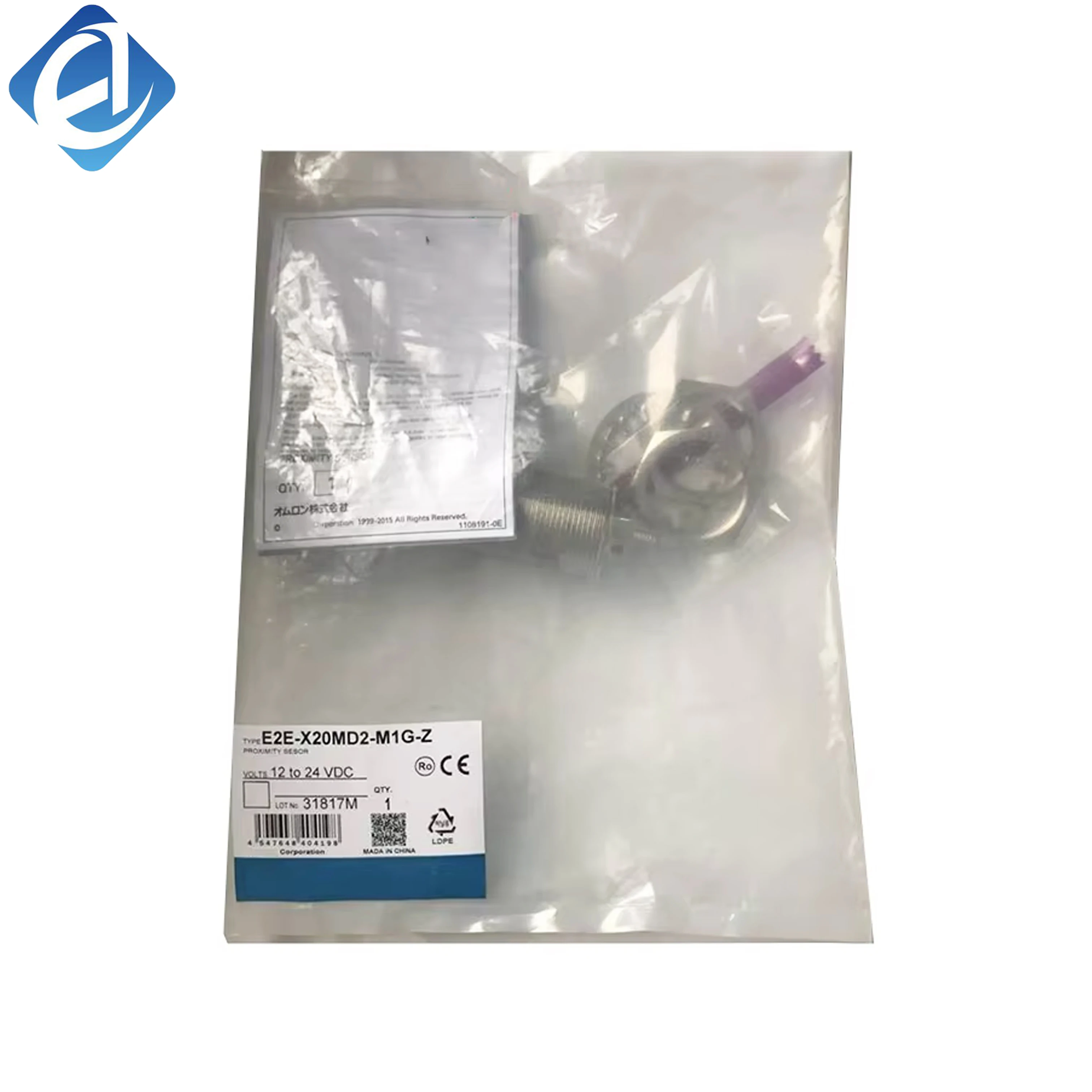 New Original E2E-X20D1-M1G Omron E2E series inductive proximity sensor, for metal object detection, position limit and stroke sensing in industrial automation machinery.