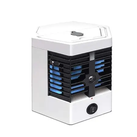 Small Desktop Table Quiet Portable Ac Mini Personal Space Air Cooler Fan with 7 Colors LED Light