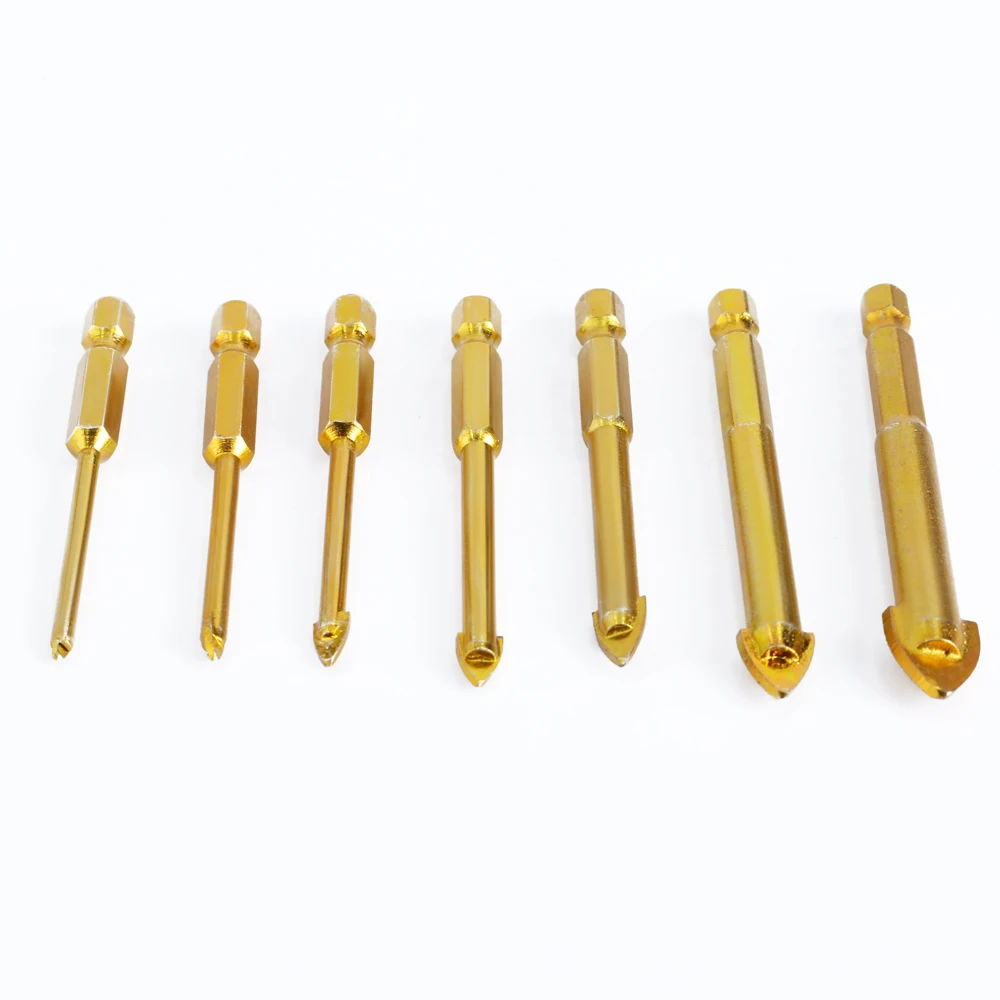 7pcs Carbide Spear Tipped Ceramic Porcelain Tile Glass Drill Bit For
