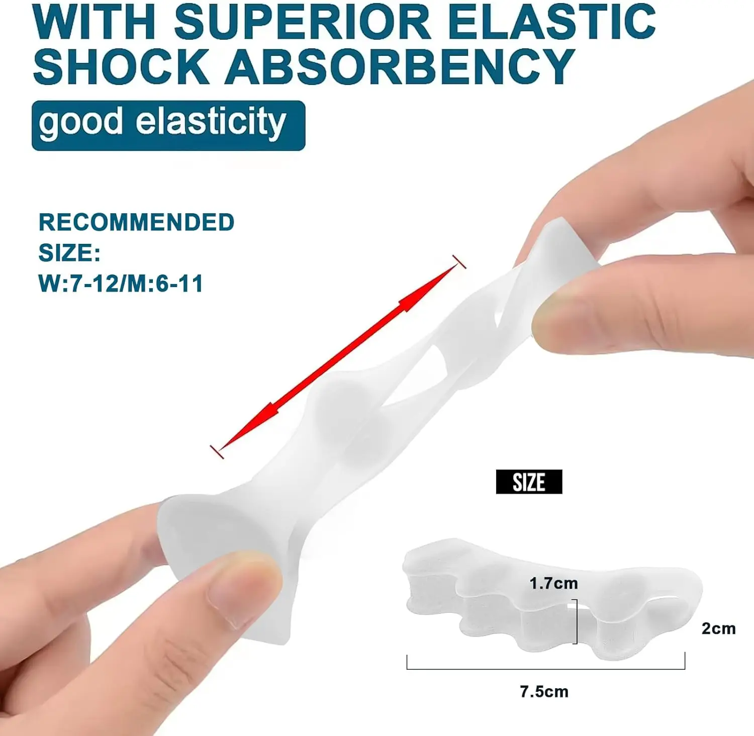 SEBS Durable Five-Hole Toe Separators for Men and Women Bunions Corrector and Toes Restorer Arch Supports