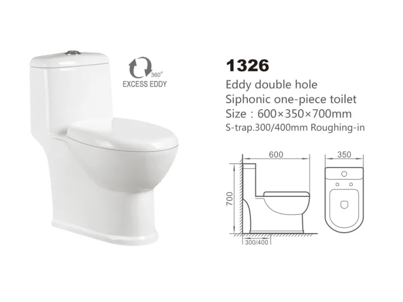 Siphonic Bathroom Commode Eddy Double Hole Rimless Water Saving Wc Toilet Closet