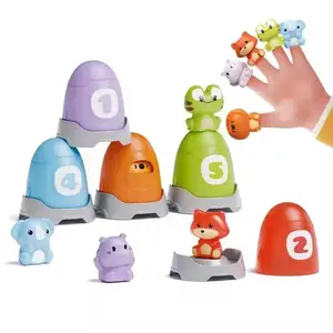 ITTL Counting Animal Matching Games Color Recognition Early Educational Toy Baby Montessori Sensory Finger Puppet Toys for Kids