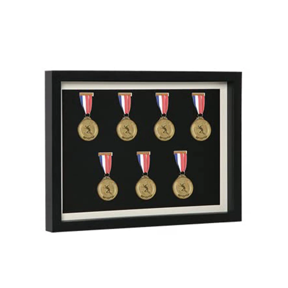 A3 Shadow Box for Medals and Race Bibs Display UV Printed Large Picture Frame for Marathon Runner All Sports