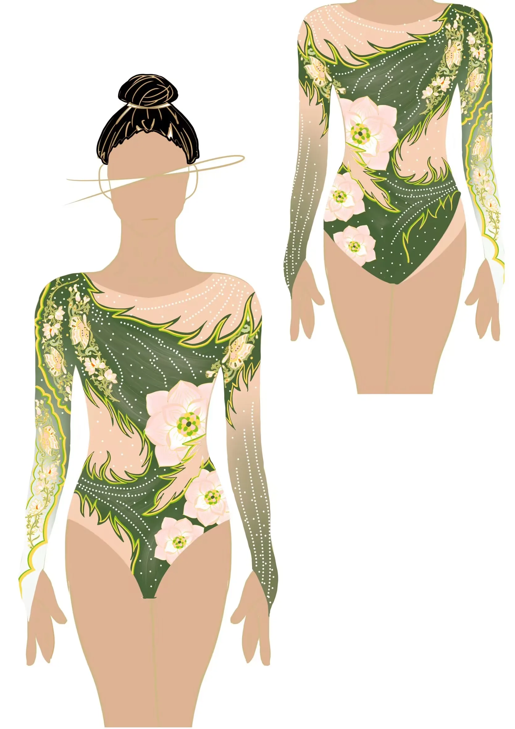 Elegant Pink Rhythmic Gymnastic Leotard Luxury Performance Uniform Printed Design Comfortable Ballroom Dress for Stage Displays