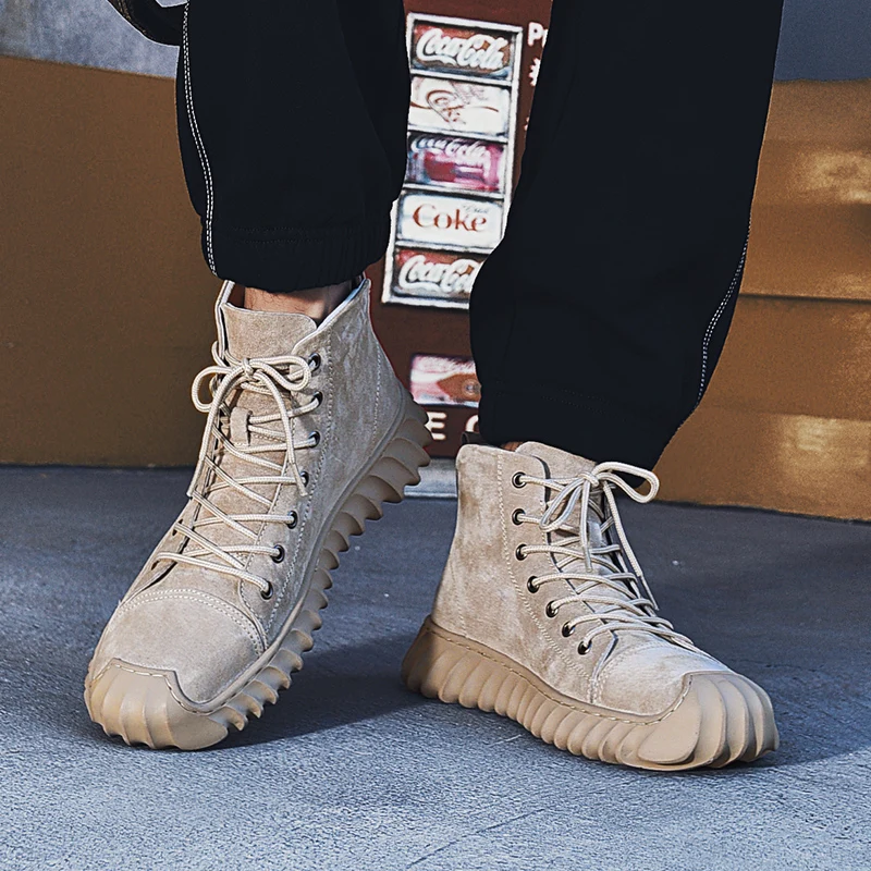 New Arrival OEM Accept Custom LOGO Hand Made Pure Genuine Leather Anti Slip High Top Men Martin Boots