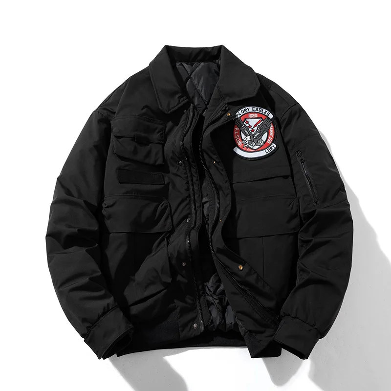American Style Work Men's Baseball Trend Casual Retro Flight Winter Cotton Bomber Jacket_voghion.com