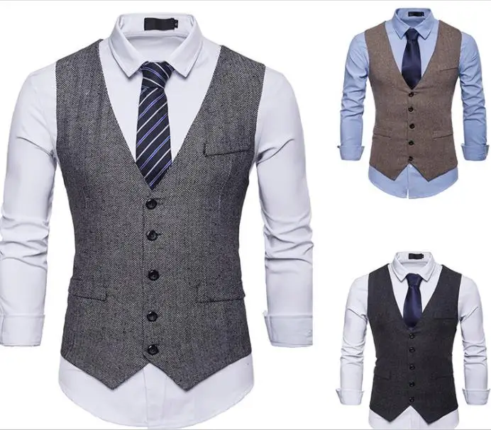 Men Business Office Waist Coat Button Down Formal Vest For - Buy Vest ...