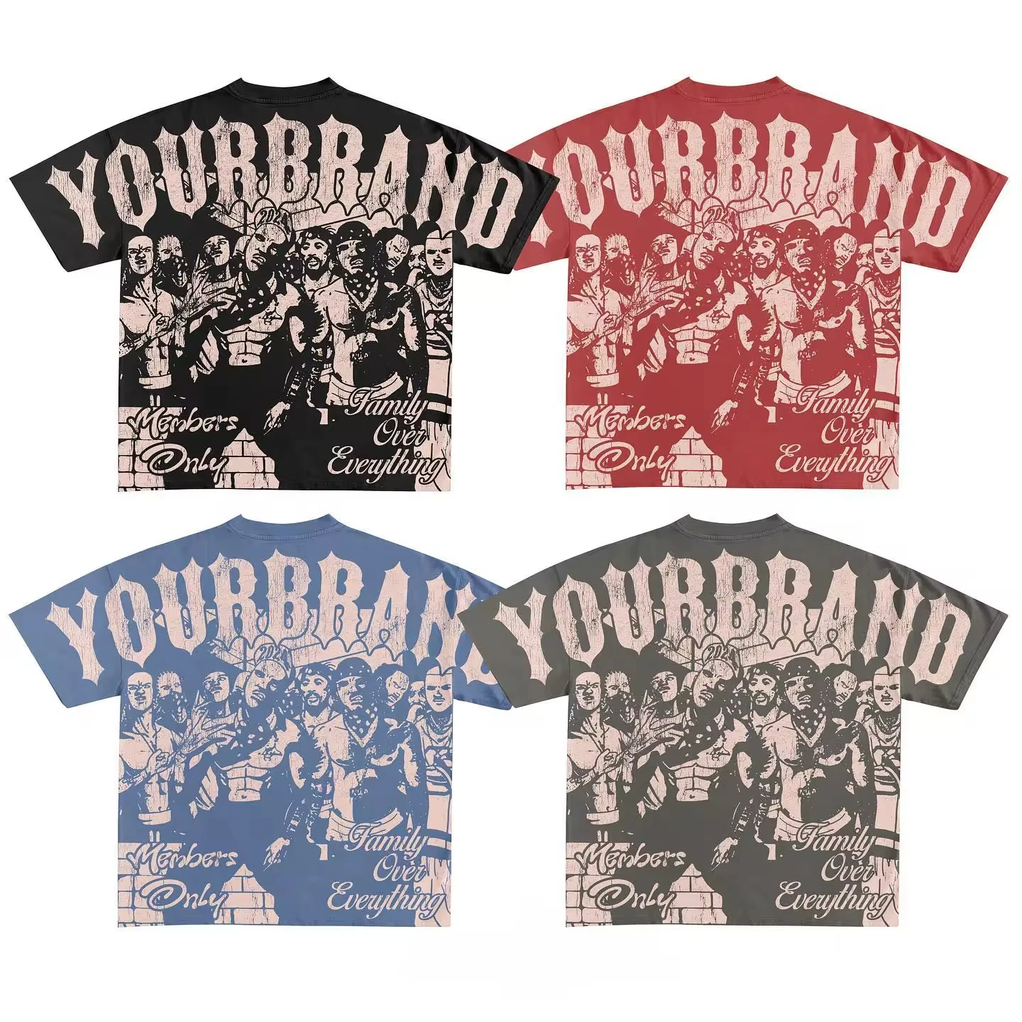 Custom Vintage Screen Print 100% Cotton Distressed Premium Boxy Heavyweigh Oversized Graphic T-shirts for Men gallery 2