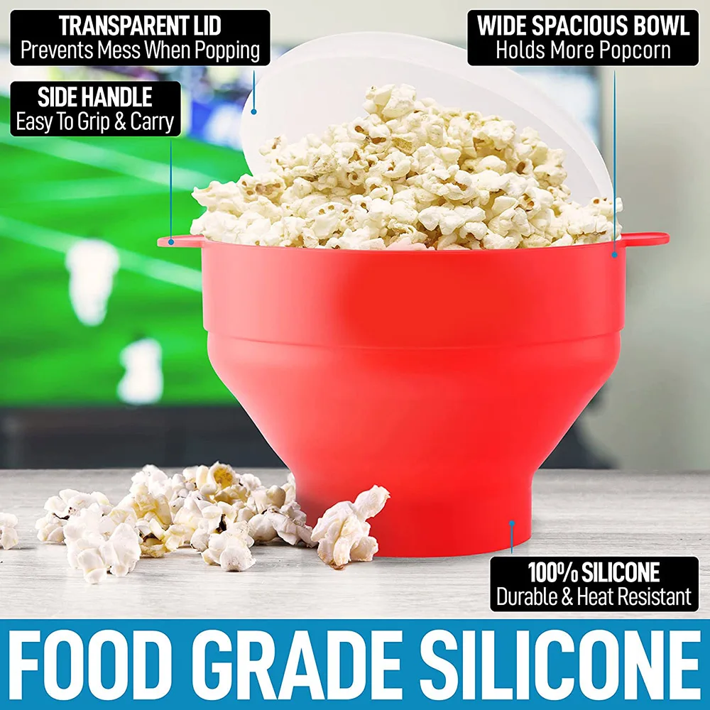 Silicone Popcorn Popper Collapsible Silicone Popcorn Popping Bowl