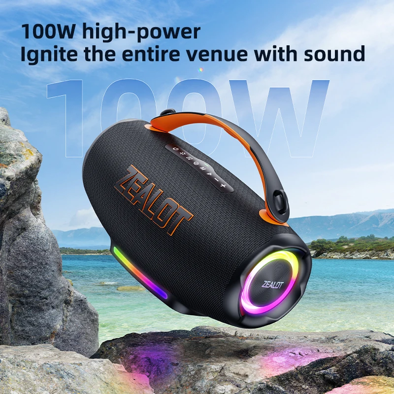100W Portable Bluetooth Speaker Zealot S167 - Waterproof & LED