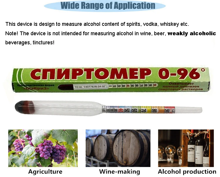 0-96% Hydrometer Alcohol Measuring Meter Alcohol Level Indicator ...
