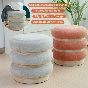 Living Room Lovely Ottoman Upholstery Round Stool Hot Sale Pouf Velvet Foot Stool