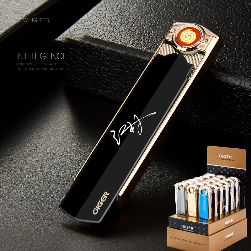 Wholesale USB Rechargeable Tungsten Wire Electronic Lighter Custom Logo  Display Box Hot Selling Metal Cigarette Ashtray