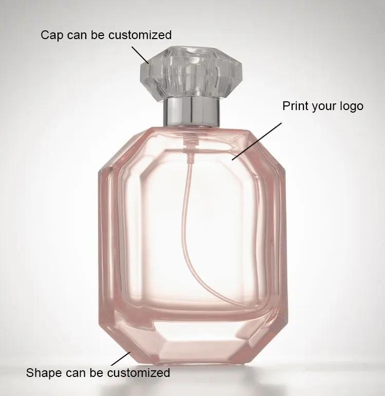 100ml 50 ml Hexagon Empty Glass Custom Women Pink Perfume Bottle