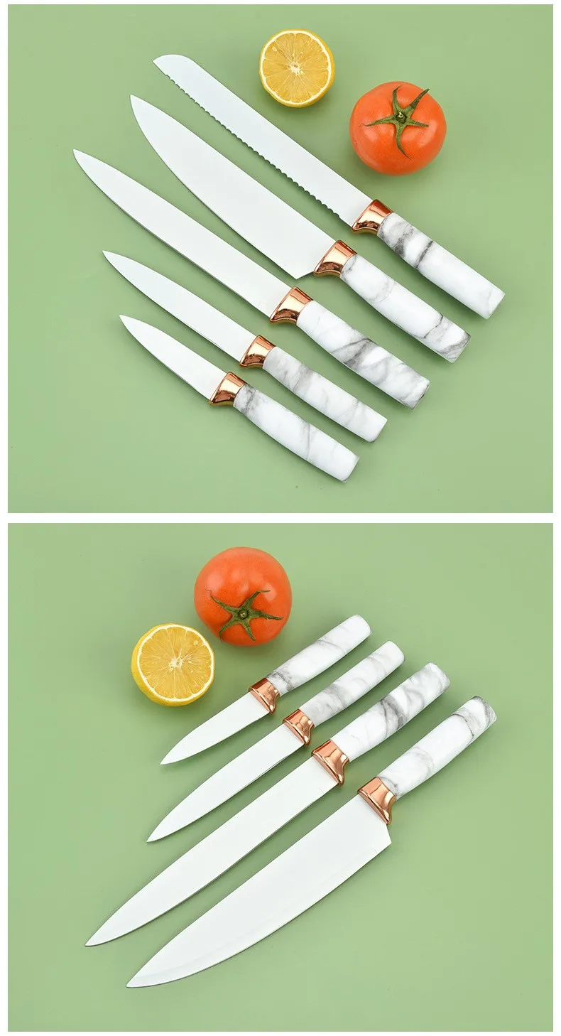 6 Piece Knife Set With Acrylic Knife Holder Skylight Version Marble
