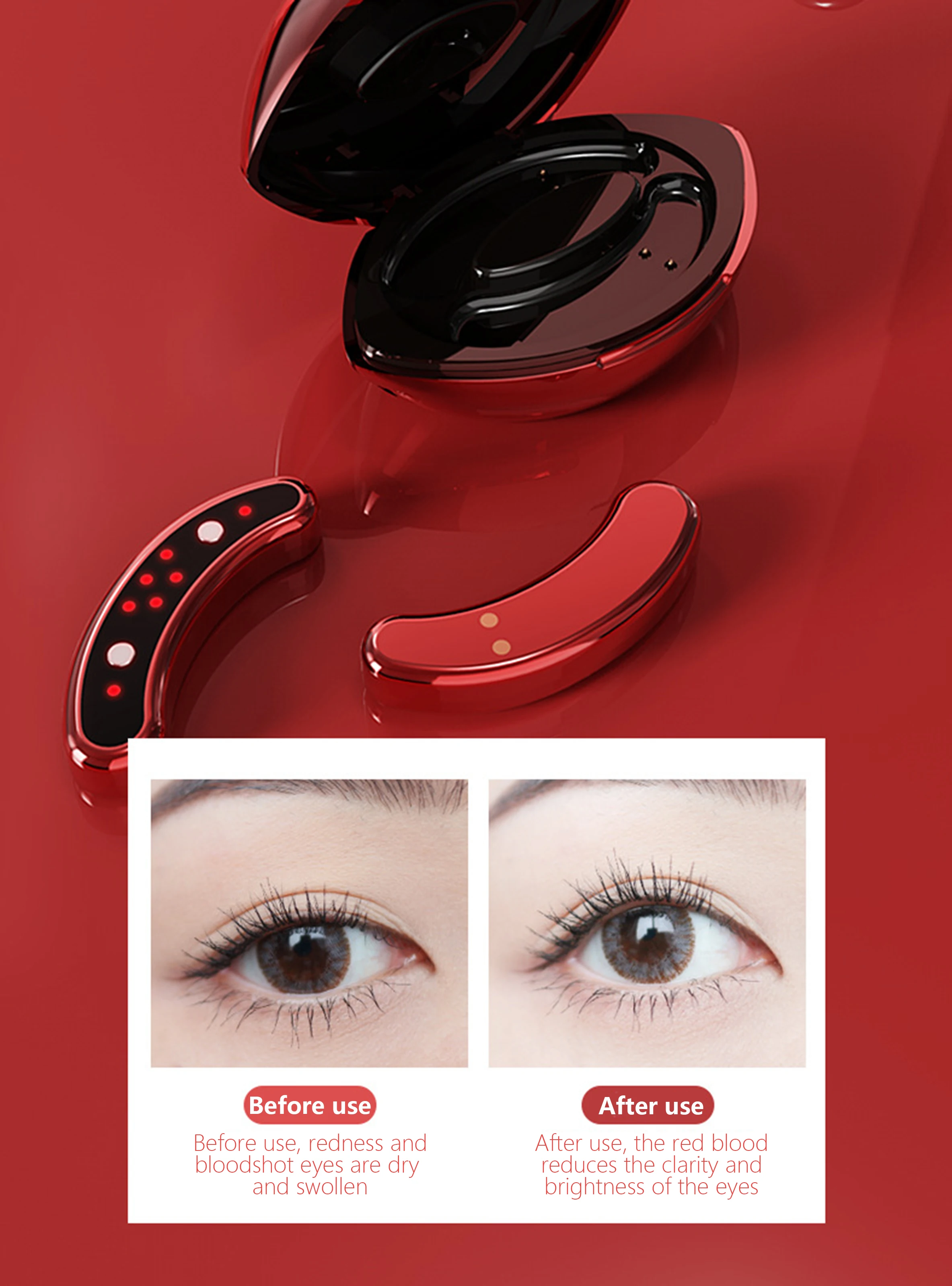 Electric Portable Ems Red Light Therapy Massage Led Eye Patch With