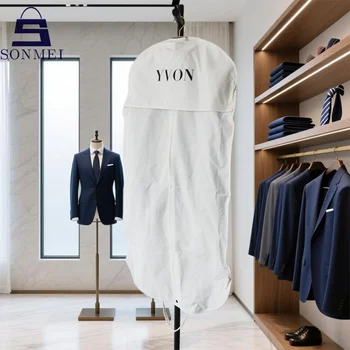 Hot Sale Eco-frindly Custom Handled Thick Cotton Garment Suit Cover
