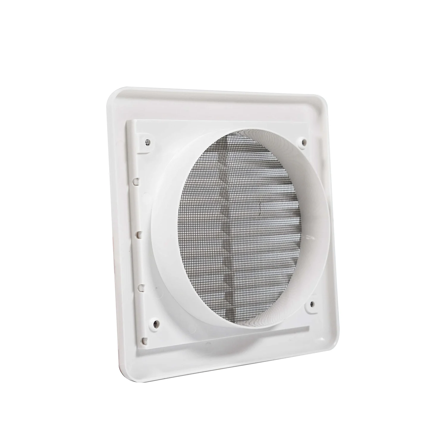 Square round plastic grill white pp ducting ventilation extract fan with Insect nets 150mm 100mm