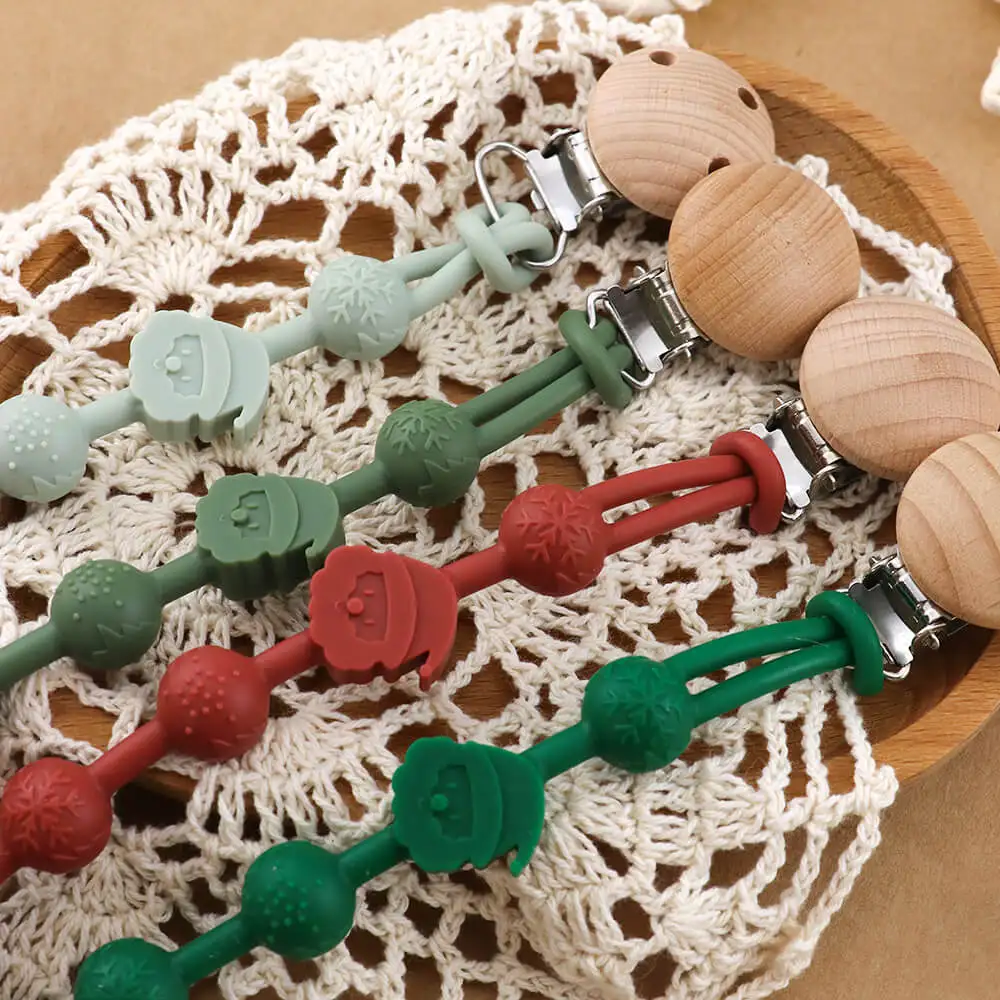 Рождественский подарок Санта-Клауса эластичный силиконовый ремешок зажим для соски цепочка