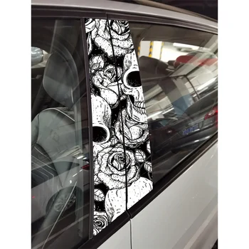 Waterproof Auto Vinyl Decals Luxury Design Scary Skulls Car Stickers for Automobile B-Pillar Halloween Body Decorations 1pc/2pcs