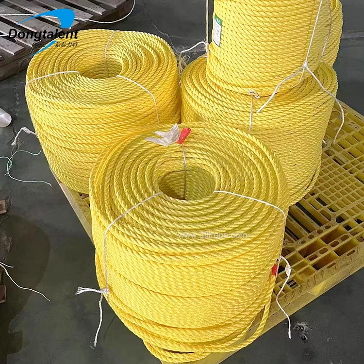 Factory High Strength Polypropylene Mono Rope 3 Strand Twist Floating PP Danline Rope Yellow 10MM 22MM 28MM 30MM 48MM