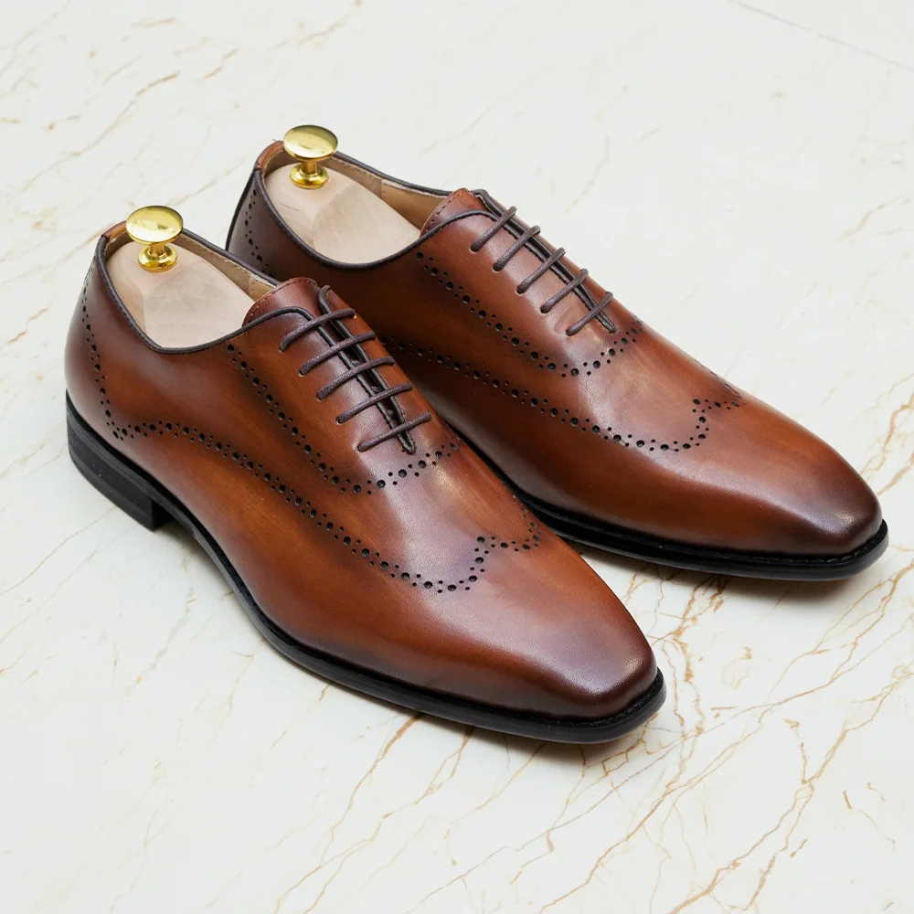 F97-r05 Luxury Brogue Genuine Leather Dress Shoes For Men