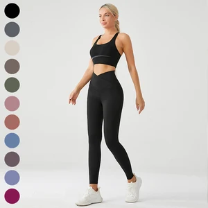 Sports Wear V Waist No Front Rise Seam Rear Zipper Pocket Yoga Pants Butt Lifting Fitness Yoga Leggings