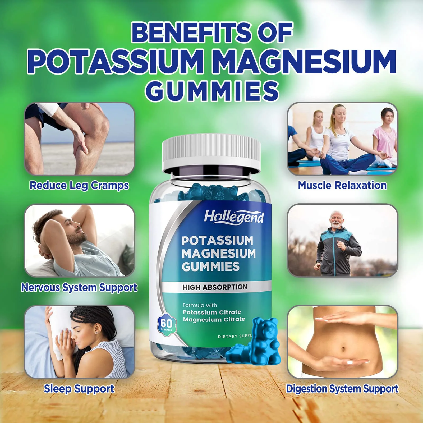 Potassium Magnesium Gummies High Absorption Potassium Citrate 99mg