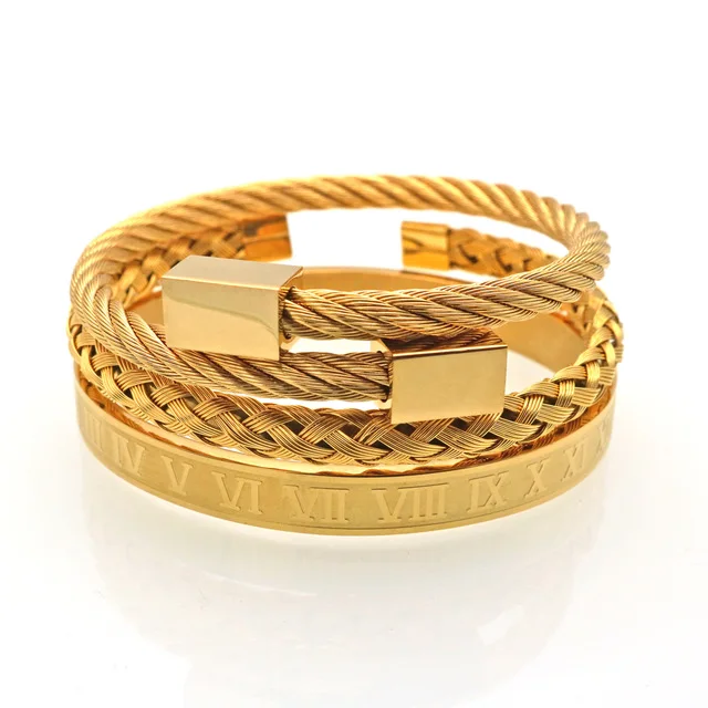 Wholesale Gold Plated Luxury Bracelet set Fashion Roman Numeral