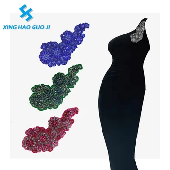 High end Heavy Industry Customizable Design Handmade Diamond Bead Collar Dress Decoration Decal