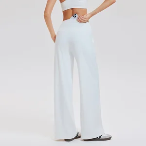 Women Plain Color Pant Wide Leg Pant High Rise Straight Leg Beach Pant Casual Women's Trousers